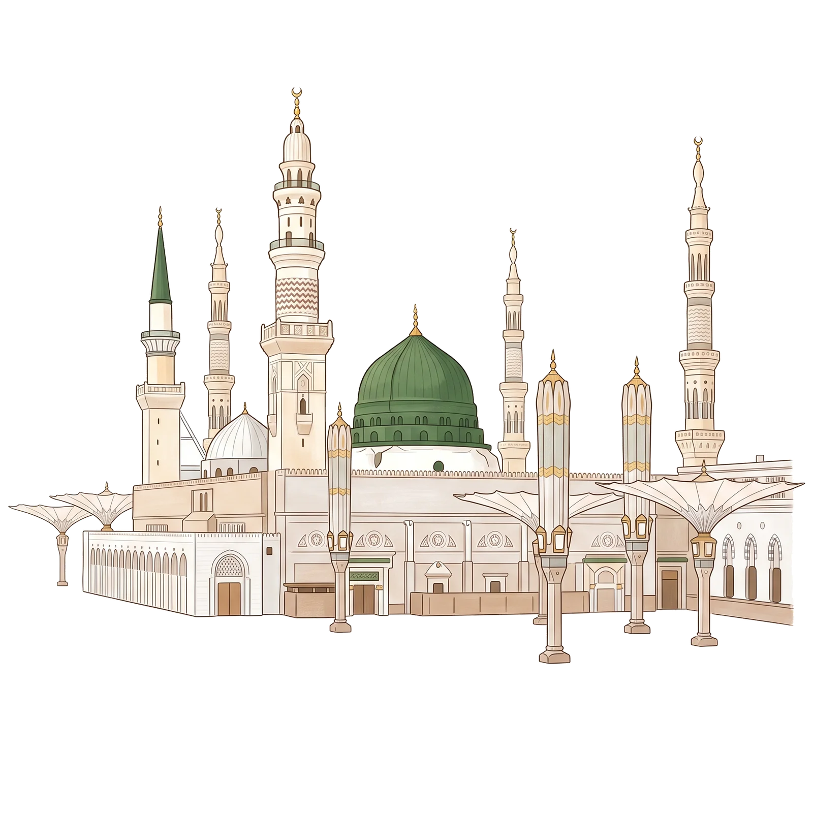 Le Masjid an-Nabawi à l'arrivée à Médine