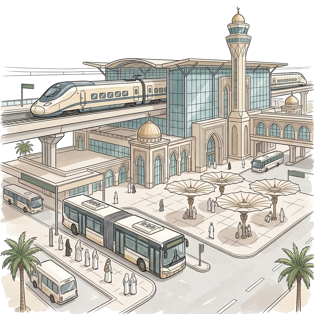 Transfert de Médine à Makkah en train ou en bus